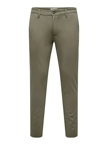 Only & Sons Slim Fit Chino 'MARK' in Taupe, Größe 33/32 - Stoffhosen mit schlanker Slim Fit Passform, aus leichtem Viskose-Mix für höchsten Tragekomfort und vielseitige Kombinierbarkeit.