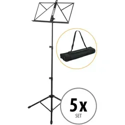 Kirstein Notenständer massiv - 5x Set - Stabile Notenständer mit verstellbarer Höhe von 44 bis 113 cm, ideal für Musiker. Inklusive praktischer Tragetasche mit Schultergurt für einfachen Transport.