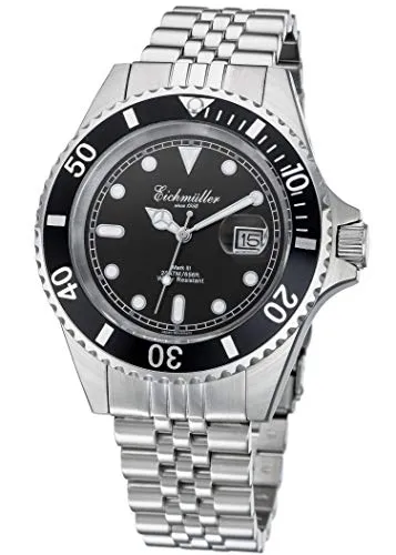 Eichmüller Taucheruhr 3464-01 - Armbanduhren, Robuste 20 ATM Taucheruhr mit elegantem Edelstahlband und sportlichem Design, ideal für Wassersport und Outdoor-Aktivitäten.