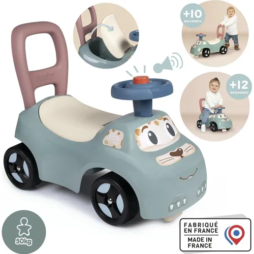 Smoby Rutschfahrzeug Blau/Beige - Kinderfahrzeuge - Ideales Rutschfahrzeug für Kinder ab 10 Monaten, mit Anhänger und robustem Kunststoffdesign für sicheres Spielen.