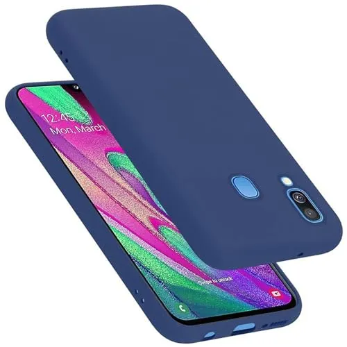 Cadorabo Hülle kompatibel mit Samsung Galaxy A40 Hülle Silikon Handyhülle für Galaxy A40 Case aus flüssigem Silikon- Kratzfeste und stoßfeste dünne TPU Schutzhülle - Liquid BLAU