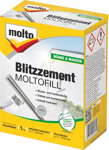 Molto Blitzzement Moltofill Grau 1 kg Mörtelpulver Schnelltrocken