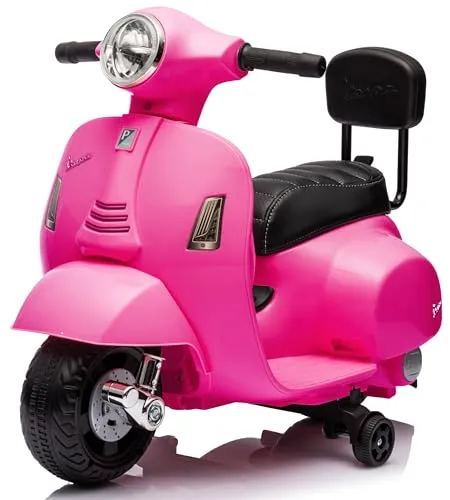 Kinder Elektro Roller Vespa Scooter mit Rückenlehne - Sicherer und stylischer Elektroroller für Kinder, ideal für unbeschwerte Fahrten und Spielspaß im Freien.