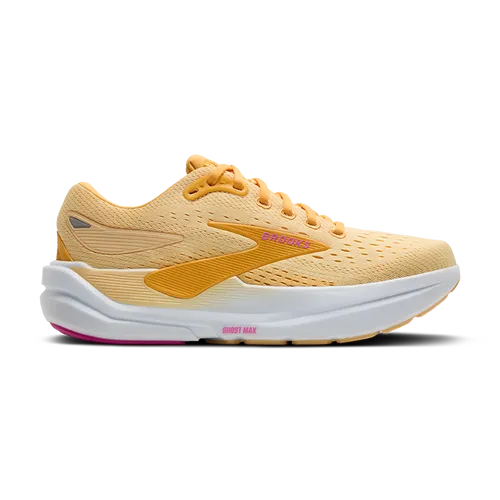Brooks Damen Ghost Max 3 orange 45.5 - Der Brooks Ghost Max 3 ist der ideale Laufschuh für Komfort und Dämpfung. Mit atmungsaktivem Mesh-Obermaterial und hervorragender Traktion bietet er optimale Unterstützung für alle Läufe, ob auf der Straße oder im Gelände.