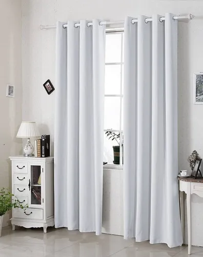 Thermovorhang Kälteschutz - Blickdichter Verdunklungsvorhang mit Ösen - Hochwertiger thermischer Kälteschutz mit 250g/m² Dicke, ideal für Wärmeisolierung und Hitzeschutz in Wohnzimmern. Stilvolles Design in kalk/grau-weiß (135x175 cm)