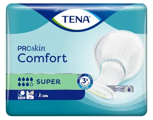 Tena Comfort Super Vorlagen 36 St - Inkontinenzeinlagen für mittel bis starke Blasenschwäche, atmungsaktiv mit ConfioAir-Technologie für gesunde Haut und hohen Komfort, inklusive Nässeindikator für einfachen Wechsel.