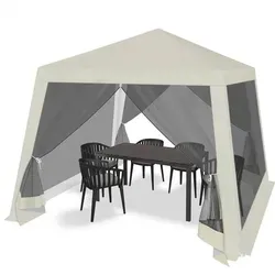 WOLTU Pavillon 3x3 m mit Moskitonetz - Beige - Pavillon & Partyzelt: Robuster Gartenpavillon aus 210D Oxford-Gewebe mit UV-Schutz und atmungsaktivem Moskitonetz für gemütliche Outdoor-Aktivitäten ohne Insekten.