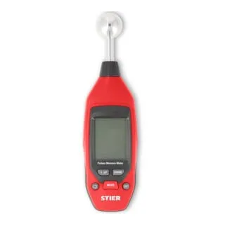 STIER Feuchtigkeitsmessgerät - Feuchtigkeitsmessgerät mit präziser Kugelsonde für Messungen bis 40 mm Tiefe, LCD-Display mit Alarm- & Hold-Funktion, energiesparend und ideal für Profis.