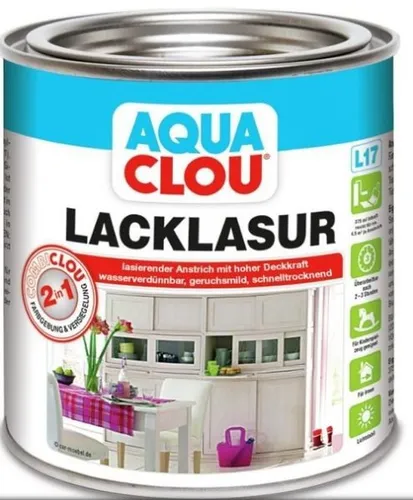 Aqua Clou Lacklasur L17 Nr.16 375 ml weiß - Holzlacke, hochwertige Lacklasur für wetterfeste und langlebige Oberflächen im Innen- und Außenbereich.