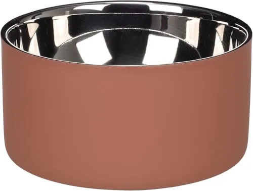 hundenapf - Xara lachsrosa Edelstahlnapf - doppelwandig - hält länger kühl - 700ml