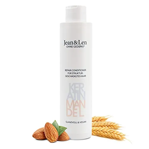 Jean & Len Conditioner Repair Keratin & Mandel, für strukturgeschädigtes Haar, bändigt Frizz und verleiht Glanz, Haarconditioner mit pflanzlichem Keratin, ohne Parabene & Silikone, vegan, 300 ml
