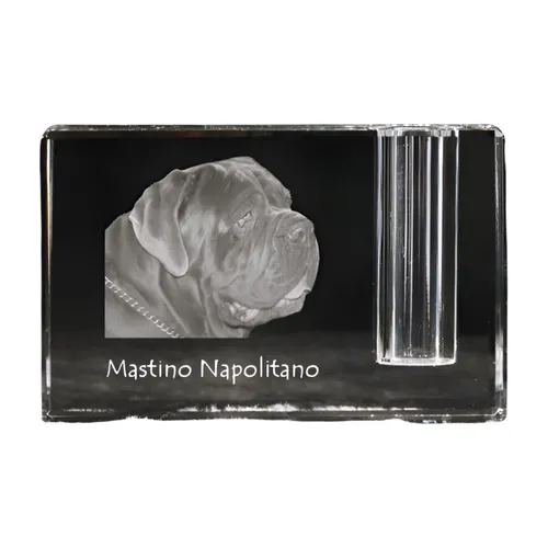 Mastino Napoletano, Neapolitanischer Mastiff - Stifthalter, Kristallorganizer mit Hundefoto, einzigartige Schreibtischdekoration der Marke Art-Dog
