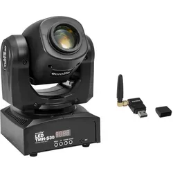 Eurolite TMH-S30 Moving-Head Spot Wireless DMX Set - Licht & Bühne, leistungsstarker 30-W-COB-LED Spot mit 540° PAN & 180° TILT, inklusive QuickDMX Funksender für kabellose Steuerung und kreative Showprogramme.