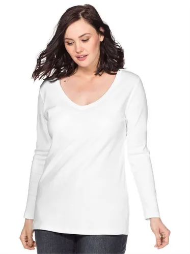 sheego Langarmshirt 331419_48 – Zeitloses Basic - Figurumspielendes Langarmshirt mit Rundhalsausschnitt aus hochwertiger Baumwolle. Ideal zum Kombinieren, angenehm zu tragen und perfekt für vielseitige Outfits.
