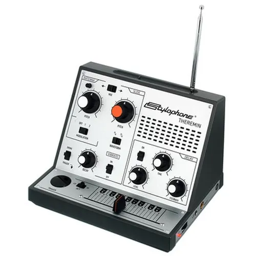 Stylophone Theremin B-Stock - Portabler Synthesizer - Synthesizer & Soundmodule; B-Stock mit Garantie, berührungsempfindlich und vielseitig mit Effekten wie Modulation und Vibrato, ideal für kreative Musiker.