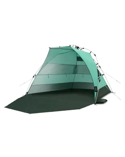 qeedo Quick Bay Pro große Strandmuschel mit UV-Schutz 80+ für 3 Personen - Strandzelt mit Quick-up-System für Familien, Babys & Hunde - leichte Strandmuschel Baby mit kleinem Packmaß