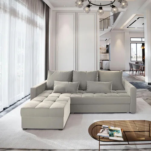 Masseno Ecksofa KOS PIK mit Schlaffunktion - Sofa mit Bettkasten in L-Form, ideal für kleine Räume. Praktischer Stauraum und elegantes Design für höchsten Komfort und Multifunktionalität.