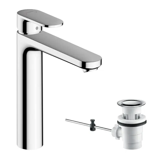hansgrohe Vernis Blend Waschtischarmatur 71552000 - Waschtischarmatur mit Zugstangen-Ablaufgarnitur, ideal für komfortables und sparsames Waschen dank EcoSmart und Keramikmischsystem.