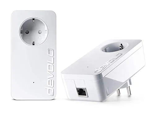 devolo dLAN 1200+ Starter Kit Powerline - Powerline Adapter für schnelles Internet über die Steckdose mit bis zu 1200 Mbit/s. Integrierte Steckdose und Gigabit LAN-Port für einfache Verbindung von Geräten.