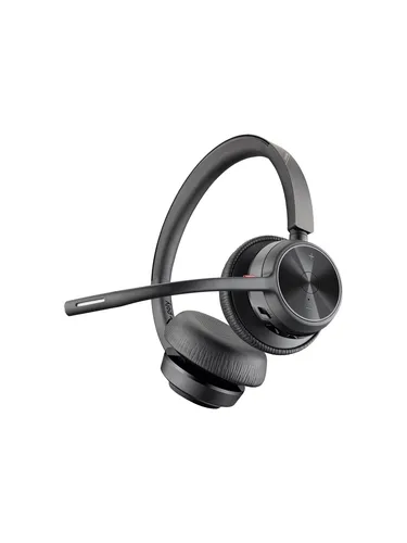 Poly Voyager 4320 UC USB-A Headset mit Ladestation - Kopfhörer mit bis zu 50 m Reichweite und Acoustic Fence-Technologie für kristallklaren Sound, ideal für Home Office und Büro.
