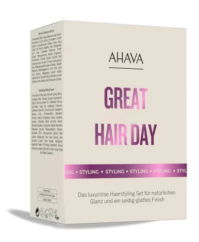 AHAVA Haarpflege Styling Set, Totes Meer Wasser Mineral Shampoo Gegen Haarausfall, Feuchtigkeitsspendende HaarStyling Creme, Geeignet für Alle Haartypen für Ein Optimales Haarge | Toller Haartag