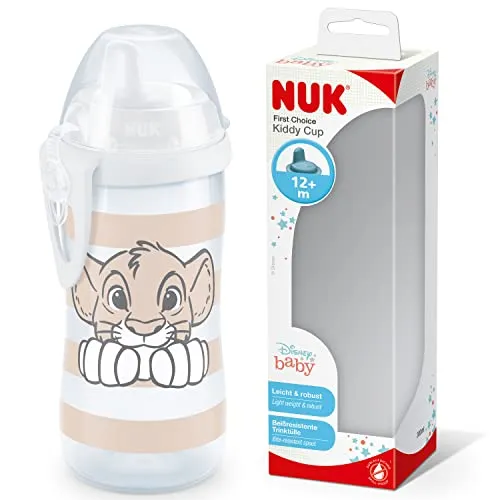 NUK First Choice+ Kiddy Cup Trinklernbecher | 12+ Monate | 300 ml | auslaufsichere, verstärkte Trinkschnabel | Clip & Schutzkappe | BPA-frei | Disney König der Löwen
