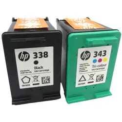 HP Tintendruckkopfpatrone 338+343 Multipack für Deskjet - Original HP Tintendruckkopfpatrone 338+343 Multipack für Deskjet-Drucker, hohe Seitenkapazität: 480 Schwarz, 330 Farben. Ideal für gestochen scharfe Ausdrucke.