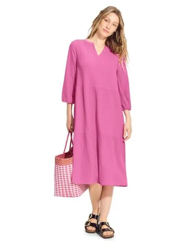 CECIL Damen B144064 Struktur Tunika Kleid, Bloomy pink, M - Freizeitkleider für Damen, pflegeleicht und bügelfrei mit elegantem Volant-Design für einen lässigen Sommerlook.