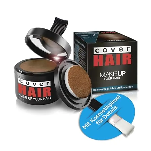COVER HAIR Ansatzpuder Mittelbraun (4g) - Unsichtbare Haarverdichtung & Ansatzkaschierung - Effektive Haarverdichtung mit COVER HAIR Ansatzpuder. Kaschiert Ansatz, graue Haare und lichte Stellen sofort und ist resistent gegen Wind und Wasser. Einfache Anwendung für einen volleren Look.