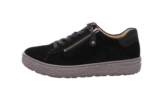 Hartjes Phil 1621401 Damen Sneaker Schnürer Schwarz - Bequeme Damen Sneaker aus Velourleder mit extra leichter Sohle für hohen Tragekomfort. Ideal für den Alltag, bieten sie eine perfekte Passform dank 6-Loch Schnürung und wechselbarem Komfort-Fußbett.