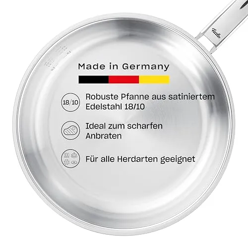 Fissler Bratpfanne Pure Collection 20cm - Edelstahl Bratpfanne mit Superthermic Boden, ideal für alle Herdarten und backofengeeignet bis 230°C. Made in Germany, langlebig und pflegeleicht.