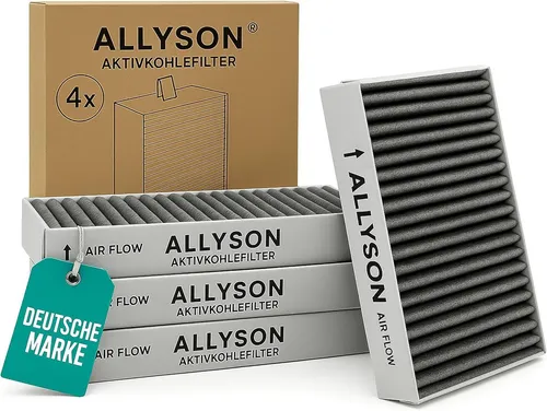 Allyson Aktivkohlefilter 4er Set für Bosch, Neff, Gaggenau - Dunstabzugshauben-Filter mit 5 Lagen Technologie für zuverlässige Geruchsneutralisierung und frische Luft in deiner Küche – passend für viele Marken.