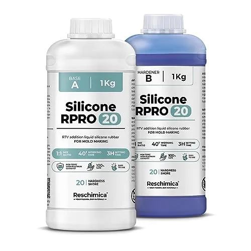 Reschimica Flüssiges Silikon Kautschuk R PRO 20 - Modellieren & Gießen: Hochwertiges, elastisches Abformsilikon mit Anti-Haft Effekt für detailgenaue Abformungen und vielseitige Anwendungen in Industrie, Handwerk und Hobby.