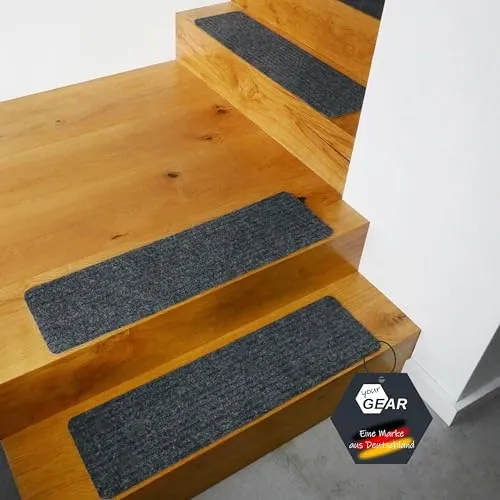 yourGEAR Stufenmatte 5x selbsthaftend - hellgrau - Stufenmatten in hellgrau, 76x20cm, mit selbsthaftender TPR Unterseite. Ideal für rutschfeste Treppen und einfache Reinigung ohne Rückstände.