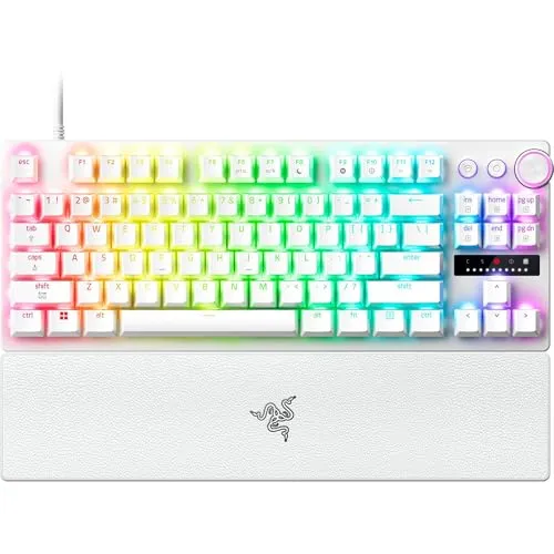 Razer Huntsman V3 Pro Tenkeyless 8KHz - TKL PC-Gaming Tastatur - 8KHz HyperPolling - Analoge optische Switches - Auslösebereich 0,1-4,0mm - Snap Tap - Rapid Trigger - QWERTY US Layout | Weiß