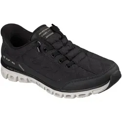 Skechers Damen Glide-Step at Ease Sneaker - Bequeme Slip-Ins in Schwarz, Größe 41 EU - Veganer Sneaker mit luftgekühltem Memory-Schaum für optimalen Komfort. Ideal für den Alltag und aktive Freizeit.