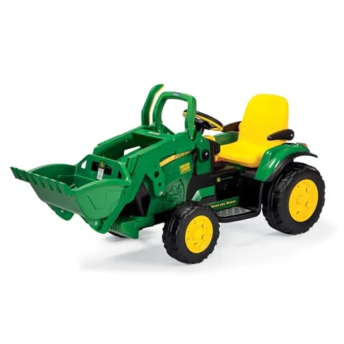 PEG PEREGO John Deere Ground Loader 12V Elektro-Traktor - Batteriebetriebene Fahrzeuge, 12V Elektro-Traktor mit Baggerfunktion für spielerisches Lernen und Abenteuer im Freien.
