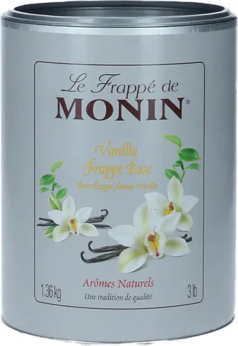 Monin Frappé Base - Vanille (1,36kg) - Sirup für köstliche Vanille-Getränke, ideal für cremige Frappés und alkoholfreie Cocktails. Einfach in Wasser oder Milch mixen und genießen!
