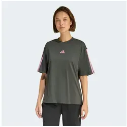 adidas ESSENTIALS 3-STREIFEN BOYFRIEND T-Shirt in Grau - Sportliches T-Shirt mit lockerer Passform aus 100% Baumwolle. Ideal für Freizeit und Sport, pflegeleicht und bequem zu tragen.