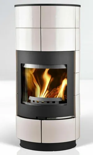 Thorma Kaminofen Dauerbrandofen DELIA Keramik schwarz lackiert / weiß (7,5 kW)