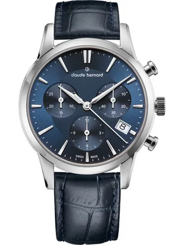 CLAUDE BERNARD Quarzuhr 10231-3-BUIN Damenuhr Classic Chronograph - Armbanduhren mit 5 ATM Wasserdichtigkeit und elegantem, blauen Zifferblatt. Ideal für stilbewusste Damen, die Funktionalität und klassisches Design schätzen.
