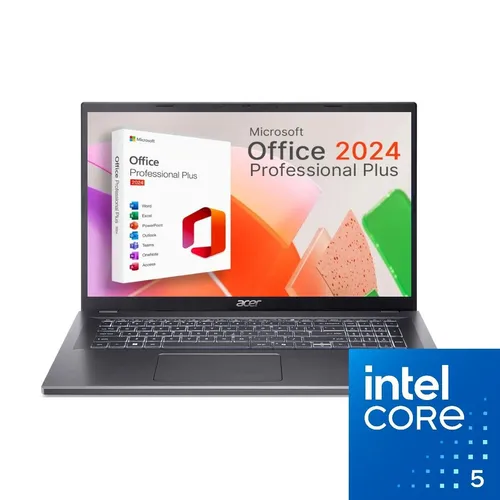 Acer Aspire A17 Laptop - Intel Core 5 - 17,3 Zoll Full HD - 16GB LPDDR5-RAM - 1000GB SSD - MS Office 2024 Pro - Windows 11 Pro (fertig eingerichtet)
