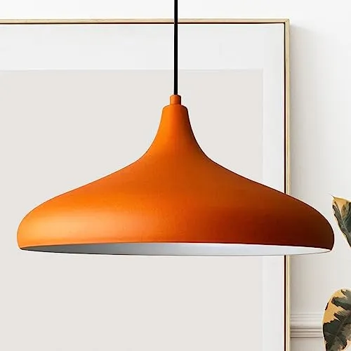 bamyum Pendelleuchte Orange - 35 cm Hängelampe für Esstisch & Küche - Moderne Pendelleuchte aus Metall in Orange, ideal für gemütliche Atmosphäre im Esszimmer oder über der Bar. Einfache Montage und dimmbar für vielseitige Nutzung.
