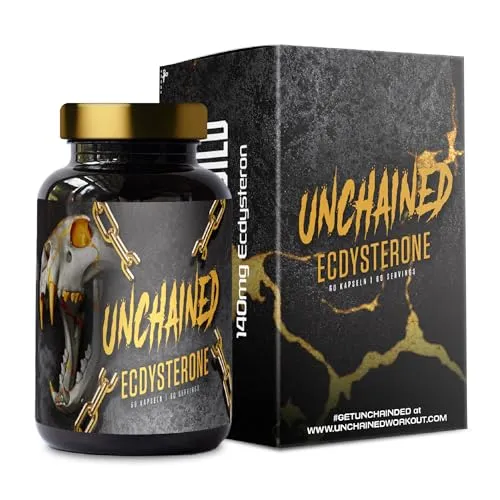 UNCHAINED® Ecdysterone Kapseln 140mg - Hochdosierte vegane Kapseln - Hochdosierte Ecdysterone Kapseln mit 140mg reinem Beta Ecdysteron. Ideal für Bodybuilding und zur Unterstützung der Fitnessziele. 60 vegane Kapseln für eine einfache Einnahme.