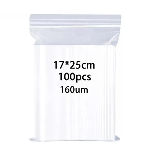 huruirui Druckverschlussbeutel 17X25cm 100Stück 160μm Verdicken Wiederverschließbare Durchsichtige Zipper Beutel Klein Verschlussbeutel Beutel Kleine Plastiktüten
