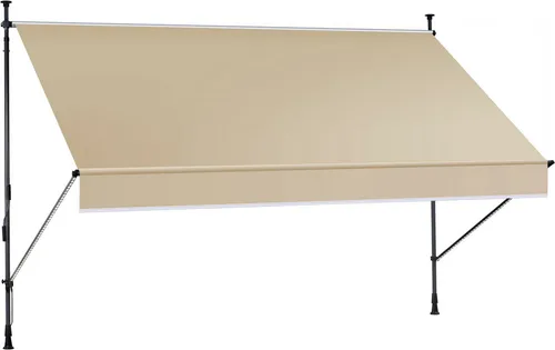 Konifera Klemmmarkise "Dénia mit LED-Lichtstreifen", 350cm, beige - Klemmmarkise im klassischen Design mit LED-Beleuchtung für gemütliche Abende. Einfach zwischen Decke und Boden klemmen, kein Bohren nötig. Breite 3,5m, Ausfall 1,5m – ideal für entspannte Stunden im Freien.