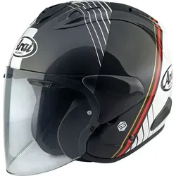 Arai SZ-R Evo Temu Jethelm - Schwarz/Grau/Weiß - S - Der Arai SZ-R Evo Jethelm vereint Premium-Schutz und Komfort für Fahrer und Pendler. Mit innovativer Belüftung und anpassbarem Innenfutter bietet er ein herausragendes Fahrerlebnis.