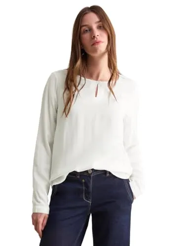 Cecil Damen Bluse in Unifarbe - Elegante Keyhole Bluse - Stilvolle Damenbluse mit Keyhole-Ausschnitt, langen Ärmeln und gerundetem Saum. Aus weicher Viskose für angenehmen Tragekomfort im Alltag.