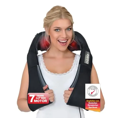 Donnerberg Nacken-Massagegerät NM-089 schwarz – 4D Massagegerät mit Wärmefunktion - Massagegeräte: Das ORIGINAL mit 7 Jahren Garantie, punktuelle Shiatsu-Massage für Nacken, Rücken und mehr, inklusive Wärmefunktion für extra Entspannung.