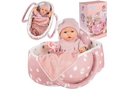 Kinderplay Puppe mit Trage – Meine erste Puppe KP0662 - Babypuppe für Kinder ab 3 Jahren, fördert Empathie und Kreativität. Inklusive leichtem Tragebett, Kissen und Decke für rollenspielenden Spaß.